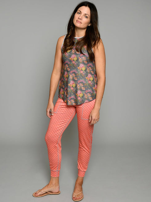 The Tie Back Tank - Floral / Mini Gingham